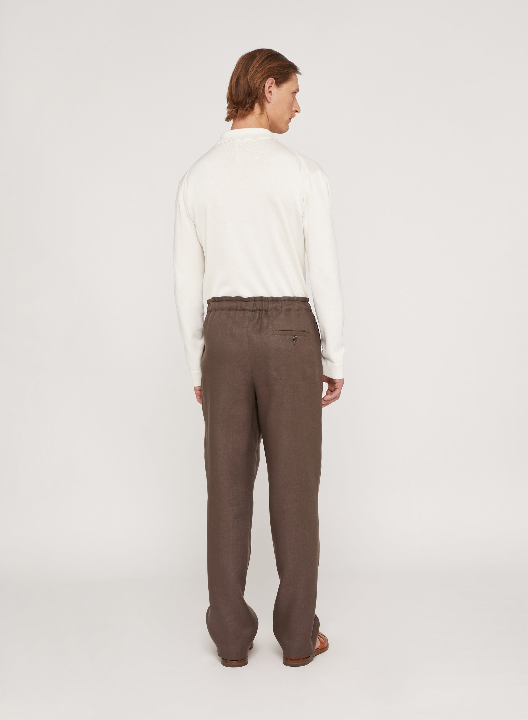 Teak_1QTY // Pantalon ample ceinturé en lin - Teak
