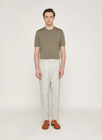 Mint_1QTY // Pantalon rayé à pinces en laine - Mint