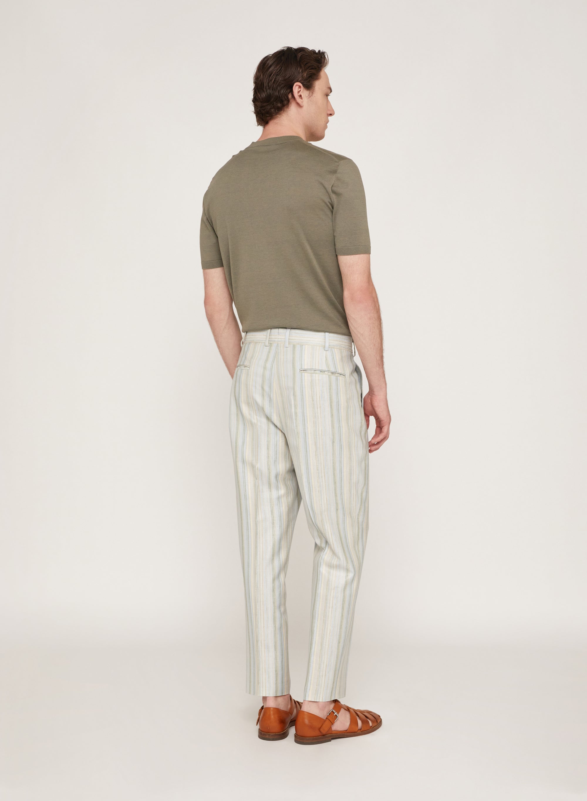 Mint_1QTY // Pantalon rayé à pinces en laine - Mint