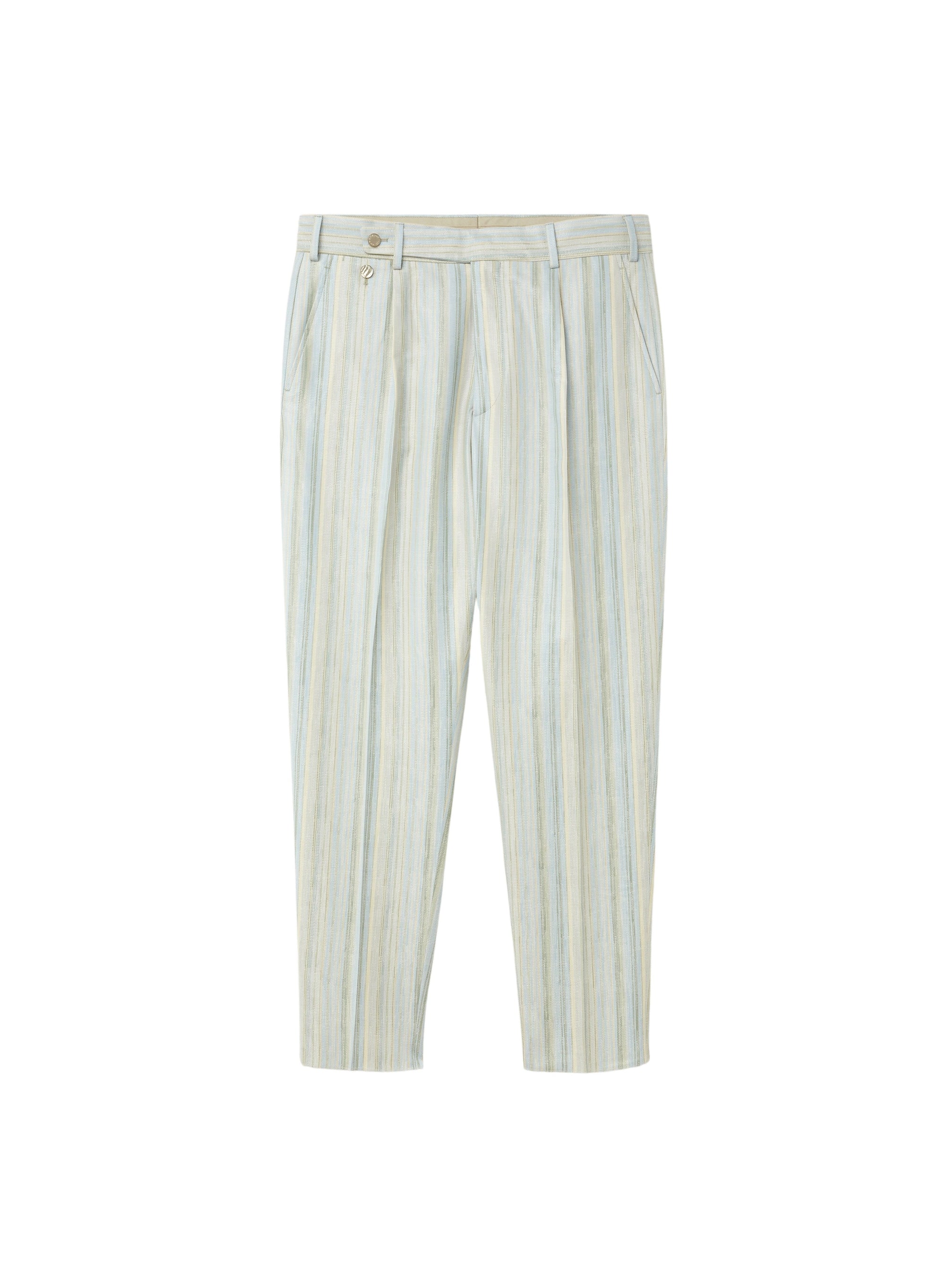 Mint_1QTY // Pantalon rayé à pinces en laine - Mint