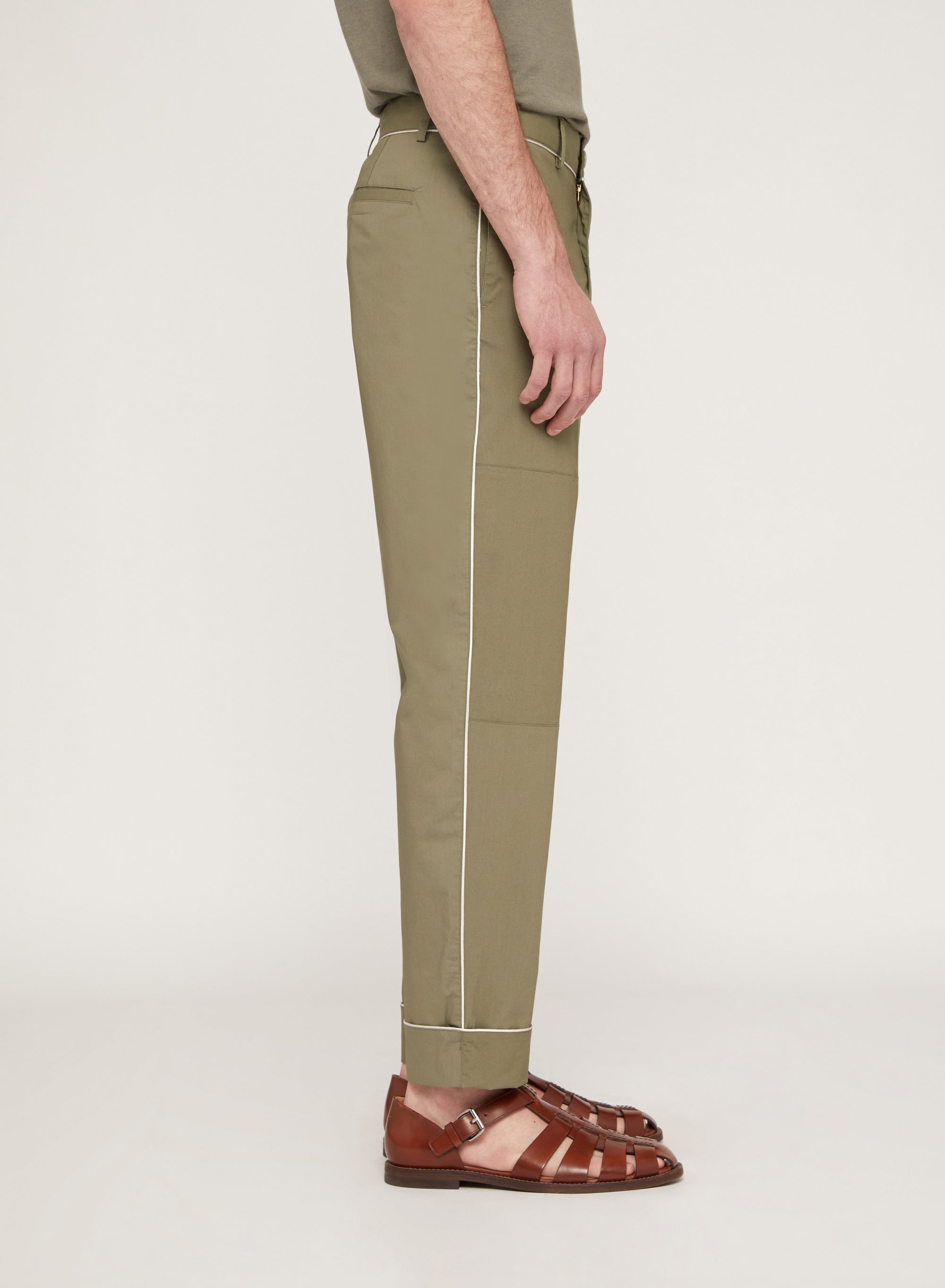 Straight-leg trousers with geometric inserts - Cocoa