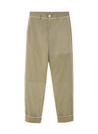 Straight-leg trousers with inset panels - Sage