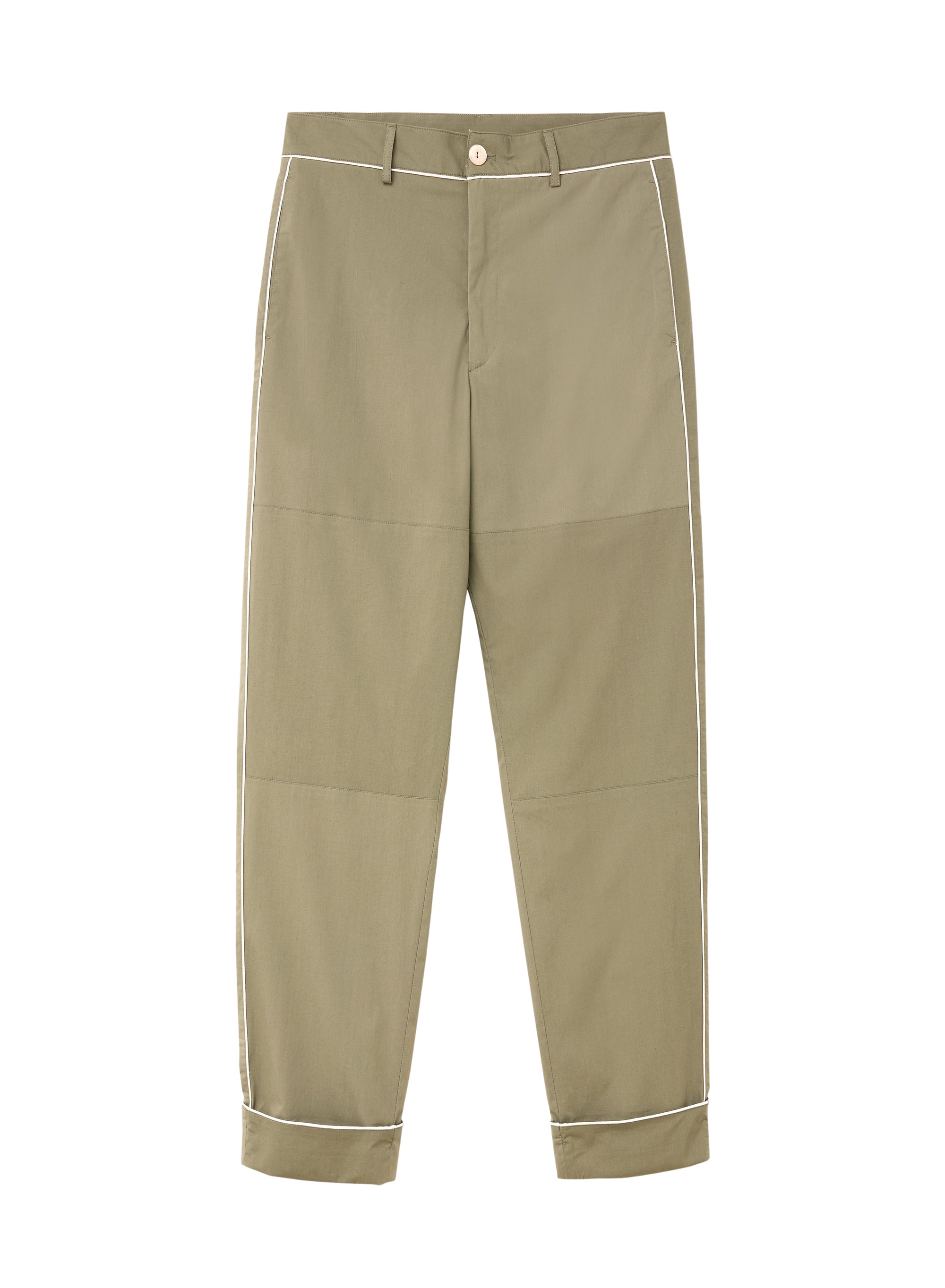 Straight-leg trousers with inset panels - Sage