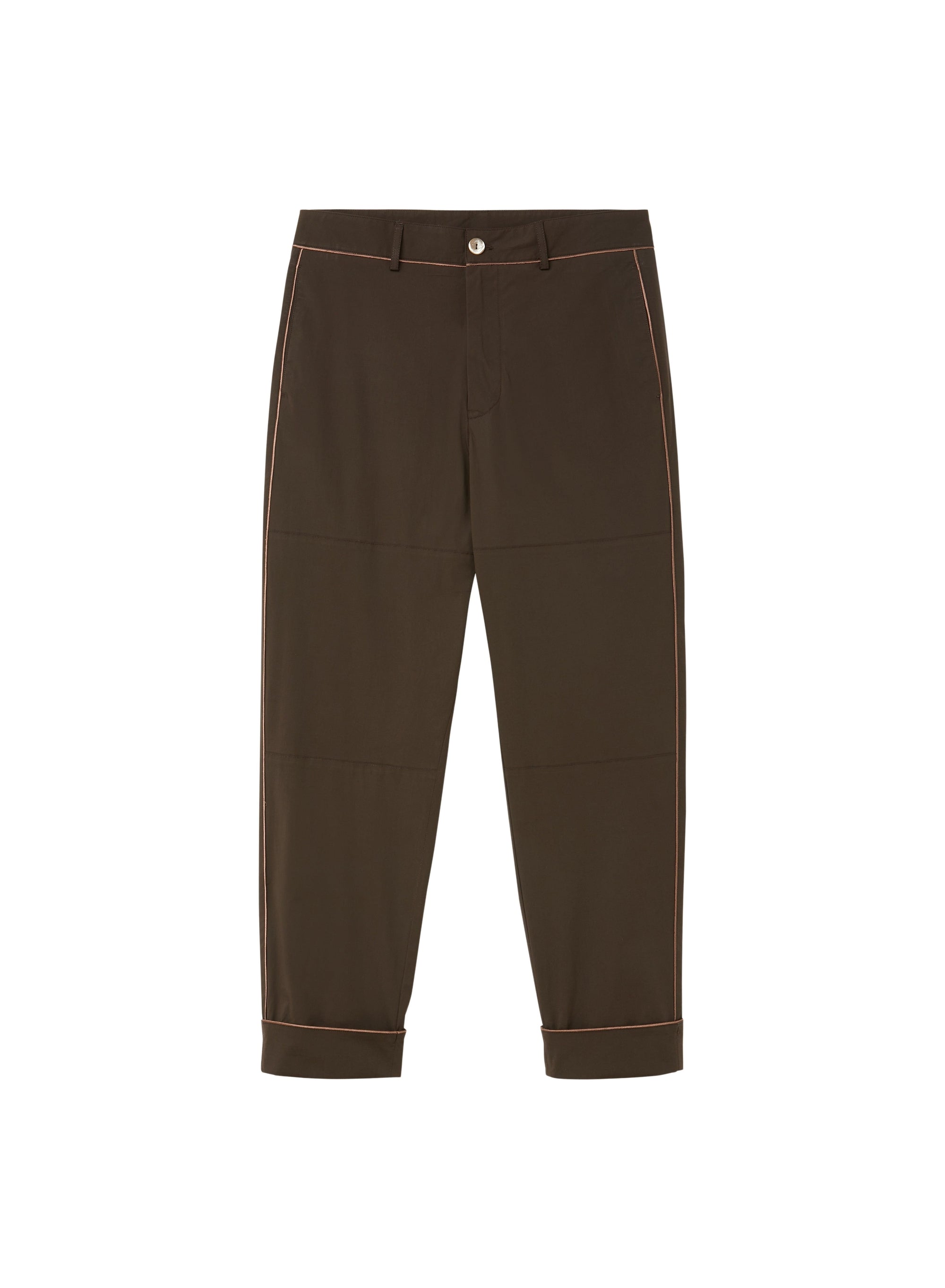 Cacao_1QTY // Pantalon droit à empiècements géométriques - Cacao