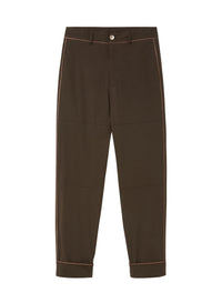 Straight-leg trousers with geometric inserts - Cocoa