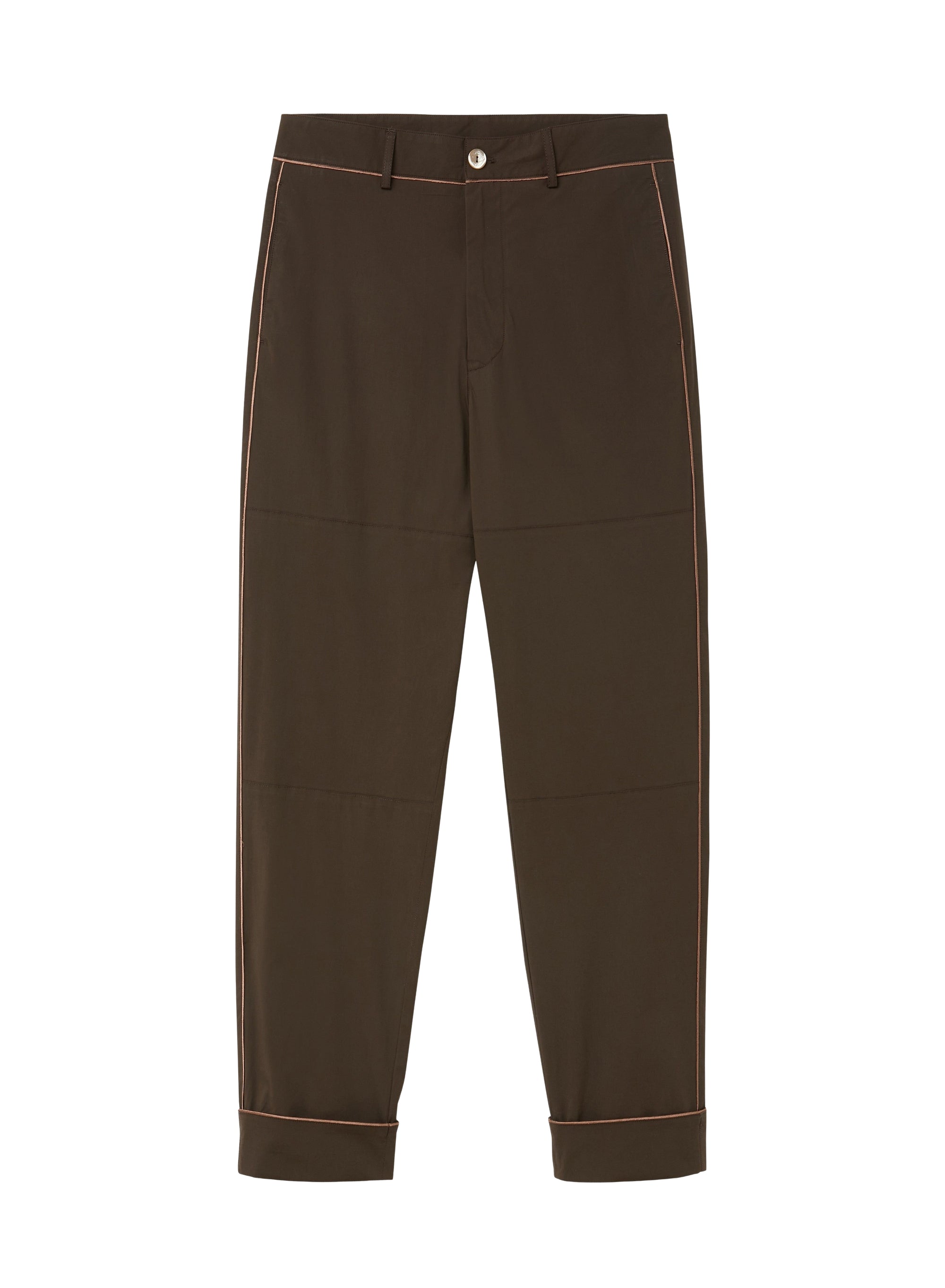 Straight-leg trousers with geometric inserts - Cocoa