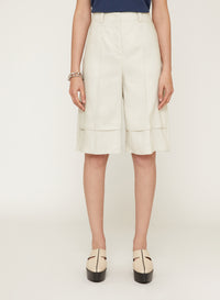 Ice_1QTY // Bermuda à empiècement en lin - Ice