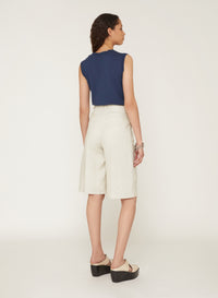 Ice_1QTY // Bermuda à empiècement en lin - Ice