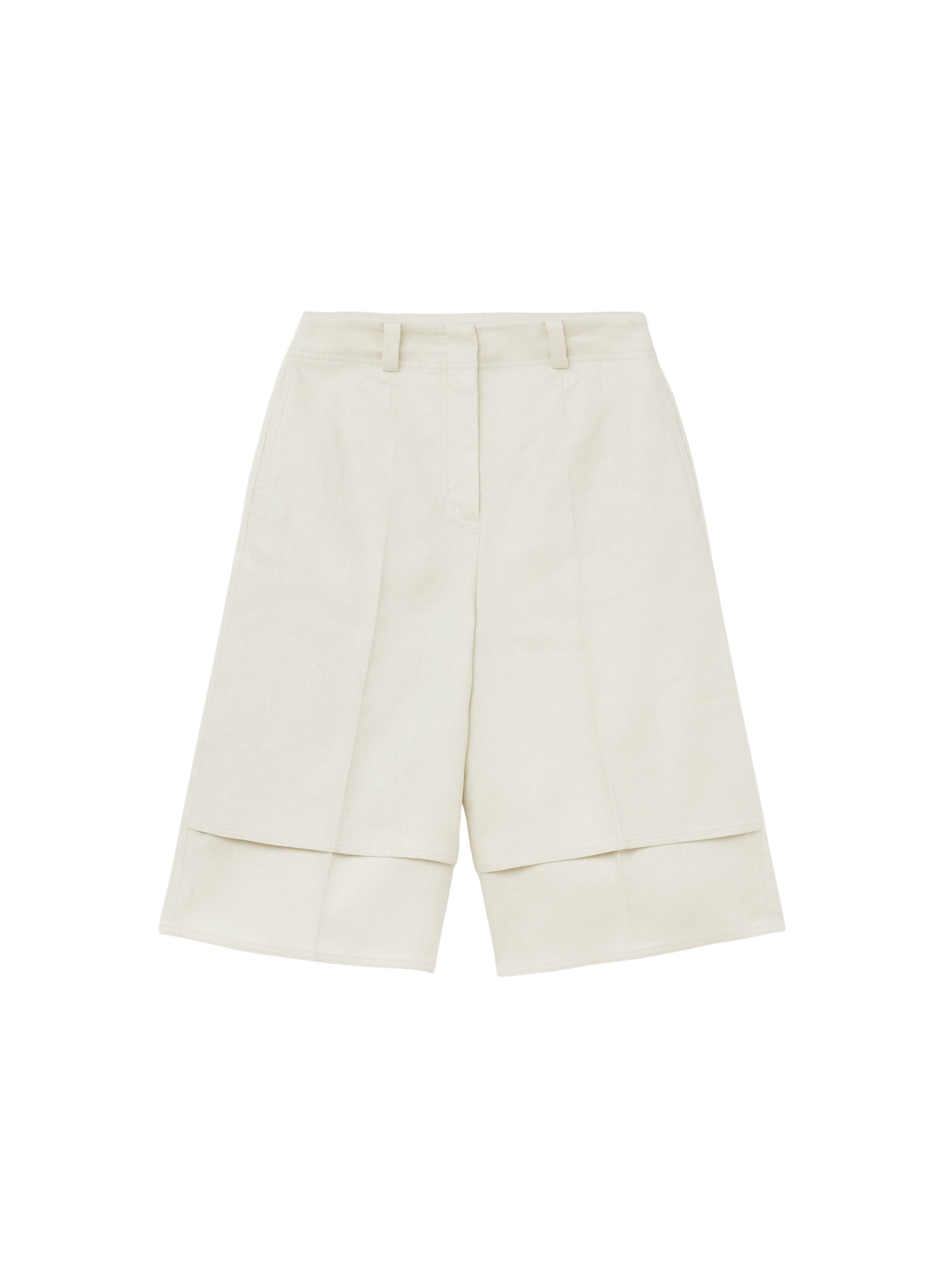 Ice_1QTY // Bermuda à empiècement en lin - Ice