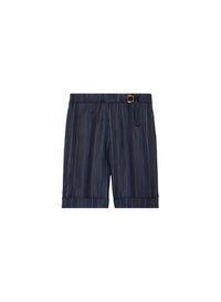 Work Blue_1QTY // Short à rayures en laine - Work Blue