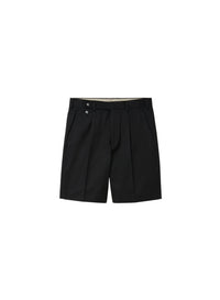 Nero_1QTY // Bermuda à plis plats et boutons métalliques - Nero