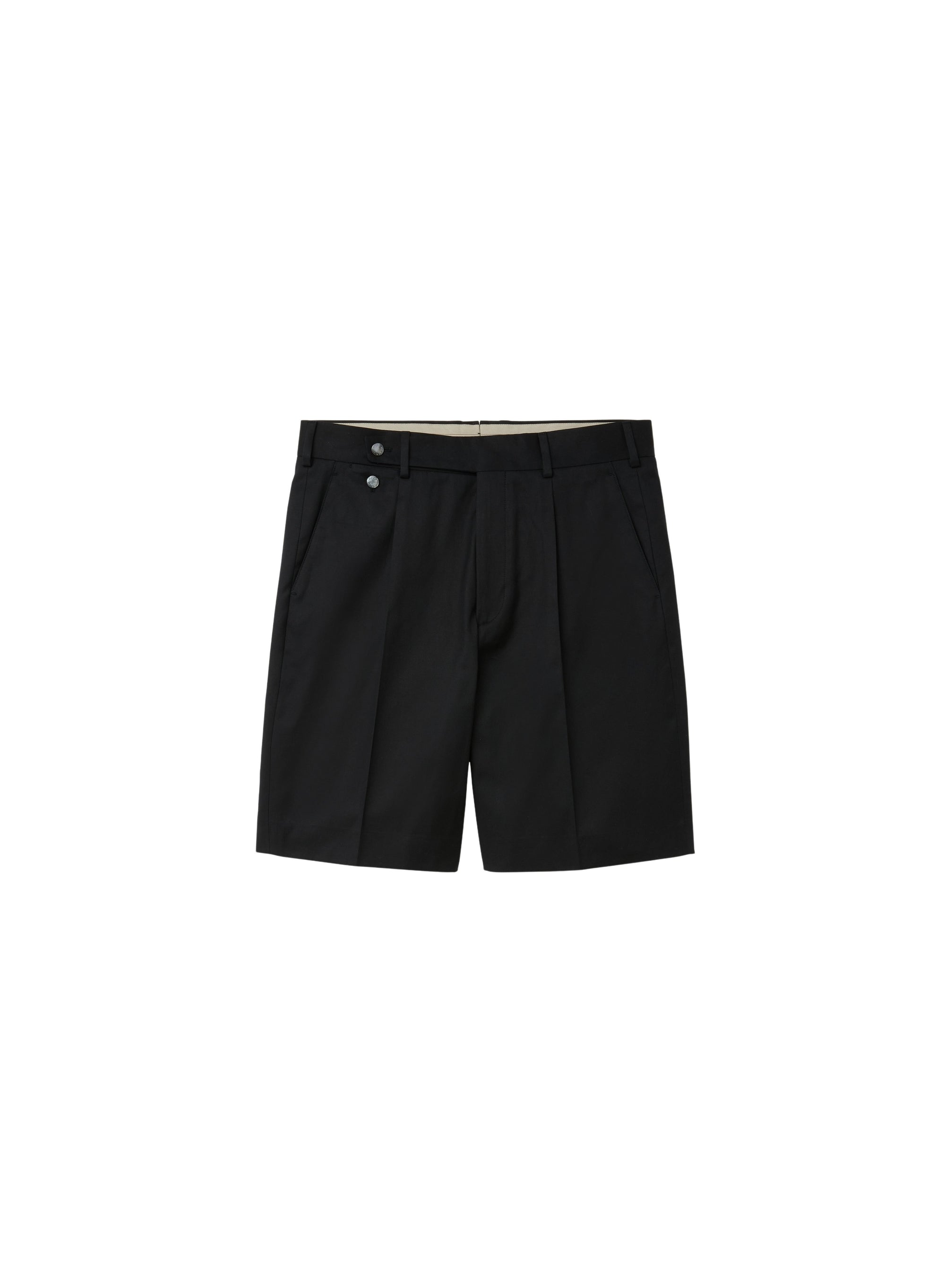 Nero_1QTY // Bermuda à plis plats et boutons métalliques - Nero