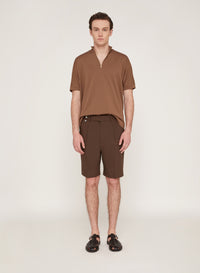 Cacao_1QTY // Bermuda à pattes de serrage latérales - Cacao