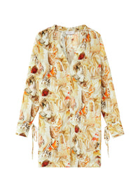 Mayo_1QTY // Tunique à encolure froncée et poignets noués en soie - Mayo