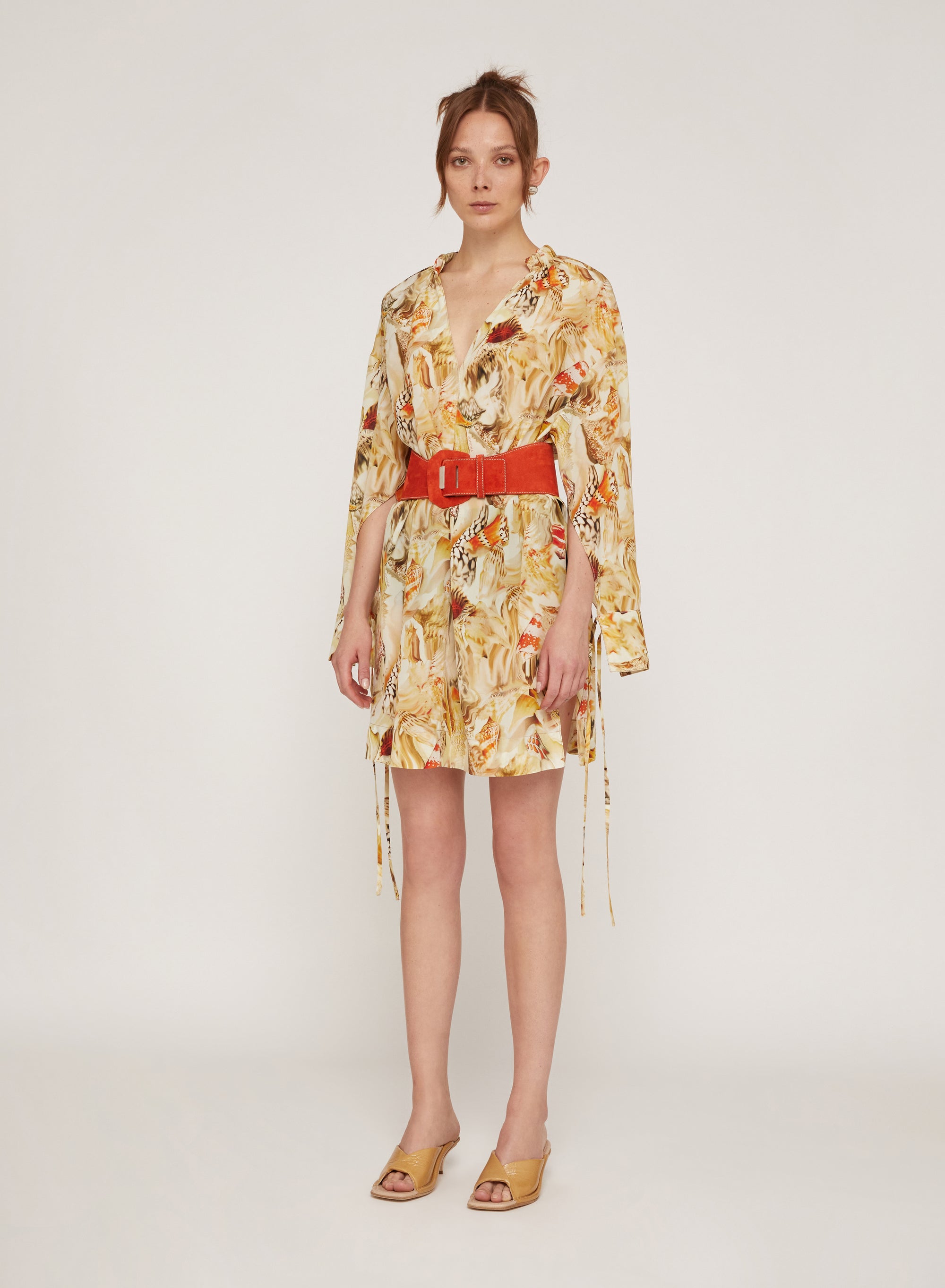 Mayo_1QTY // Tunique à encolure froncée et poignets noués en soie - Mayo