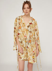 Mayo_1QTY // Tunique à encolure froncée et poignets noués en soie - Mayo