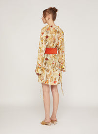 Mayo_1QTY // Tunique à encolure froncée et poignets noués en soie - Mayo