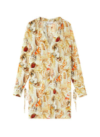 Tunique à encolure froncée et poignets noués en soie - Mayo