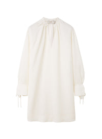 Bianco_1QTY // Tunique à encolure froncée et poignets noués en laine - Bianco