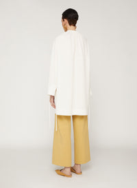 Bianco_1QTY // Tunique à encolure froncée et poignets noués en laine - Bianco