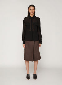 Nero_1QTY // Chemise ample à poches semi-transparente - Nero