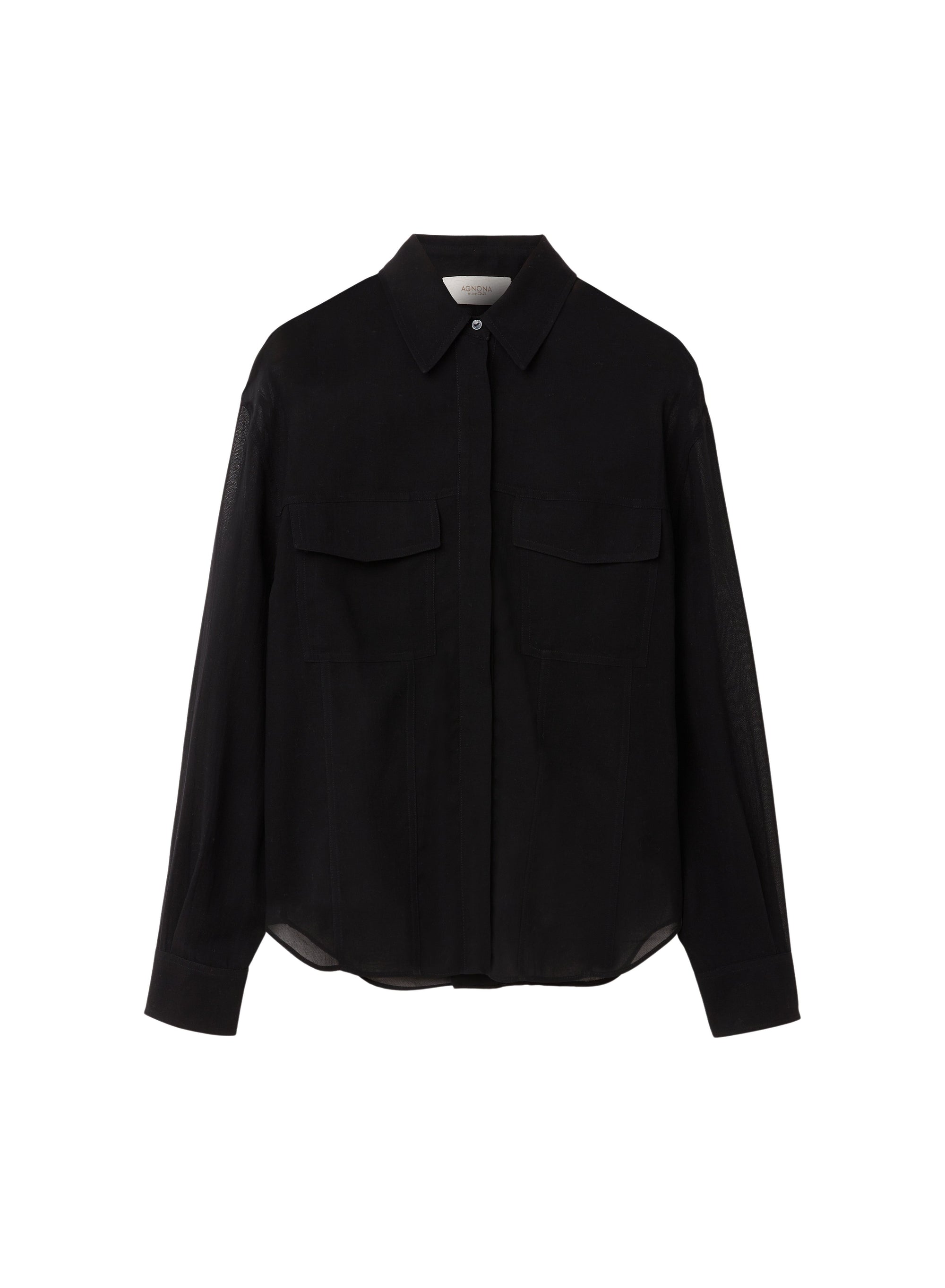 Nero_1QTY // Chemise ample à poches semi-transparente - Nero