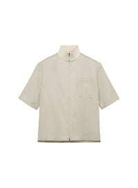 Ice_1QTY // Chemise zippée à col montant en lin - Ice