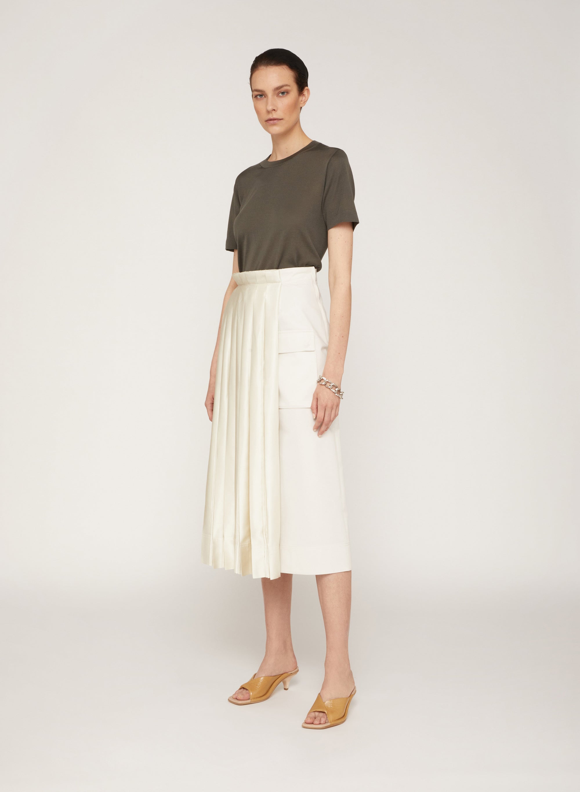 Jupe midi asymétrique plissée - Mou