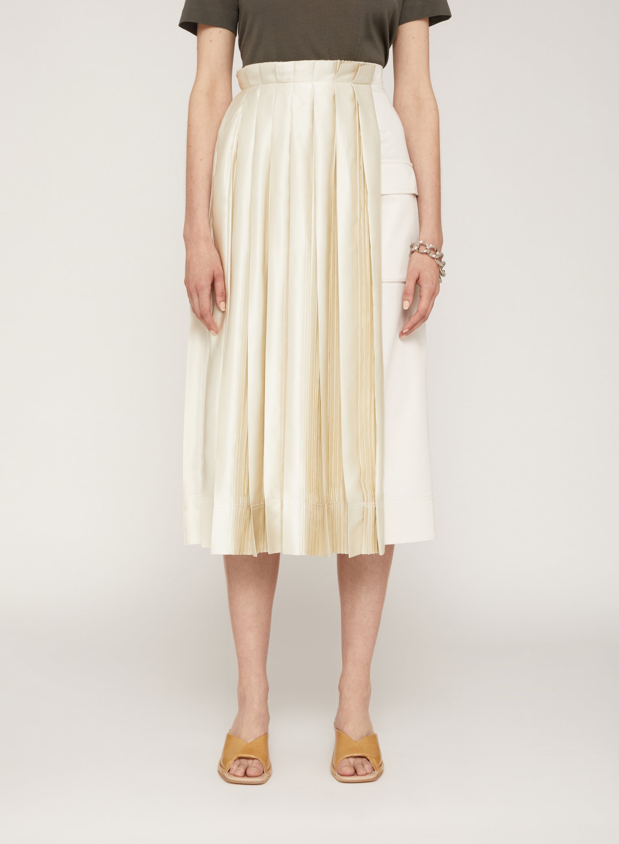 Ice_1QTY // Jupe midi asymétrique plissée - Ice