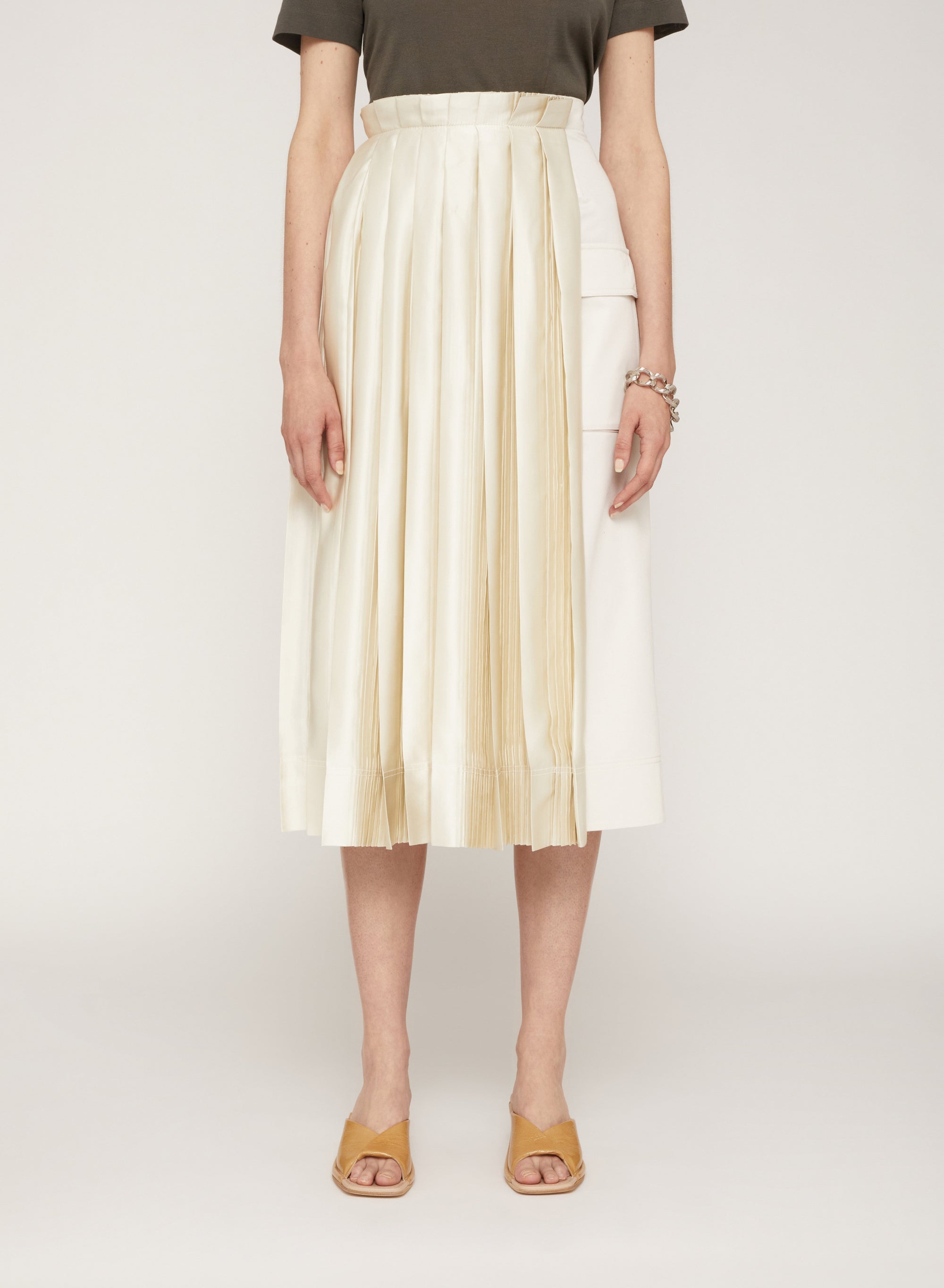 Jupe midi asymétrique plissée - Mou