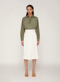 Lana_1QTY // Jupe portefeuille midi en laine - Lana