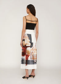 Bianco_1QTY // Jupe longue plissée imprimé graphique - Bianco