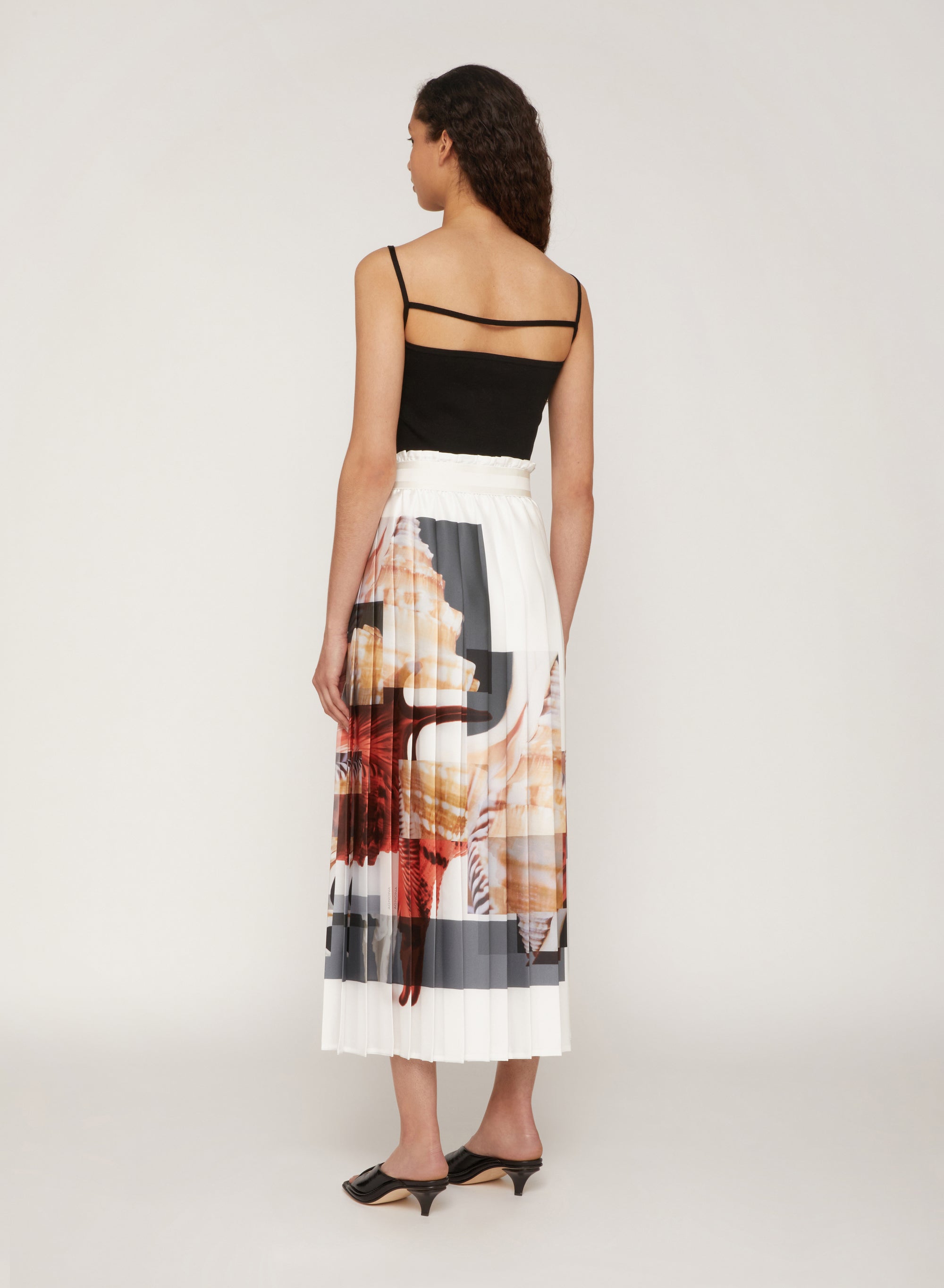 Bianco_1QTY // Jupe longue plissée imprimé graphique - Bianco