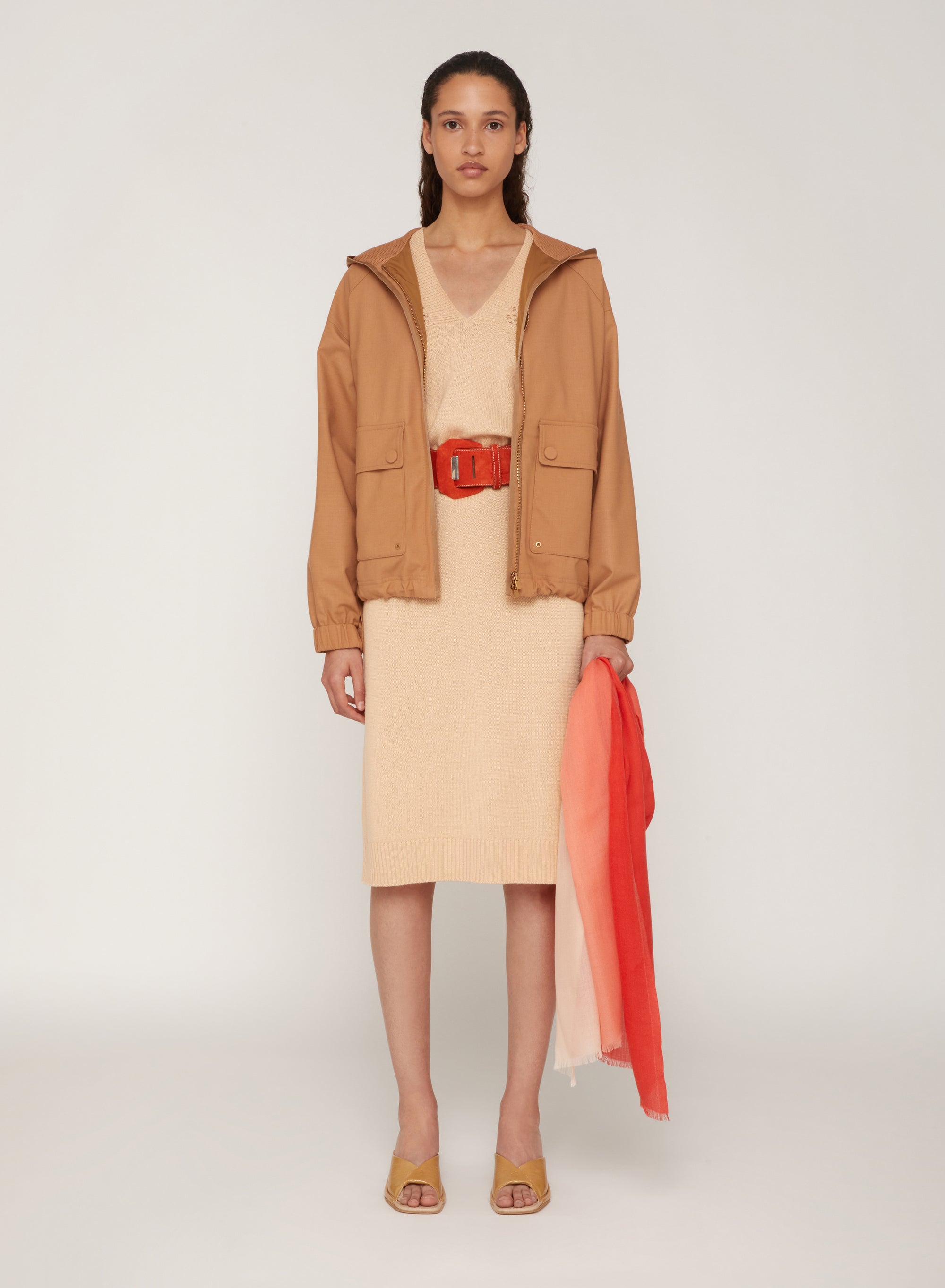 Lion_1QTY // Parka courte à capuche en laine - Lion