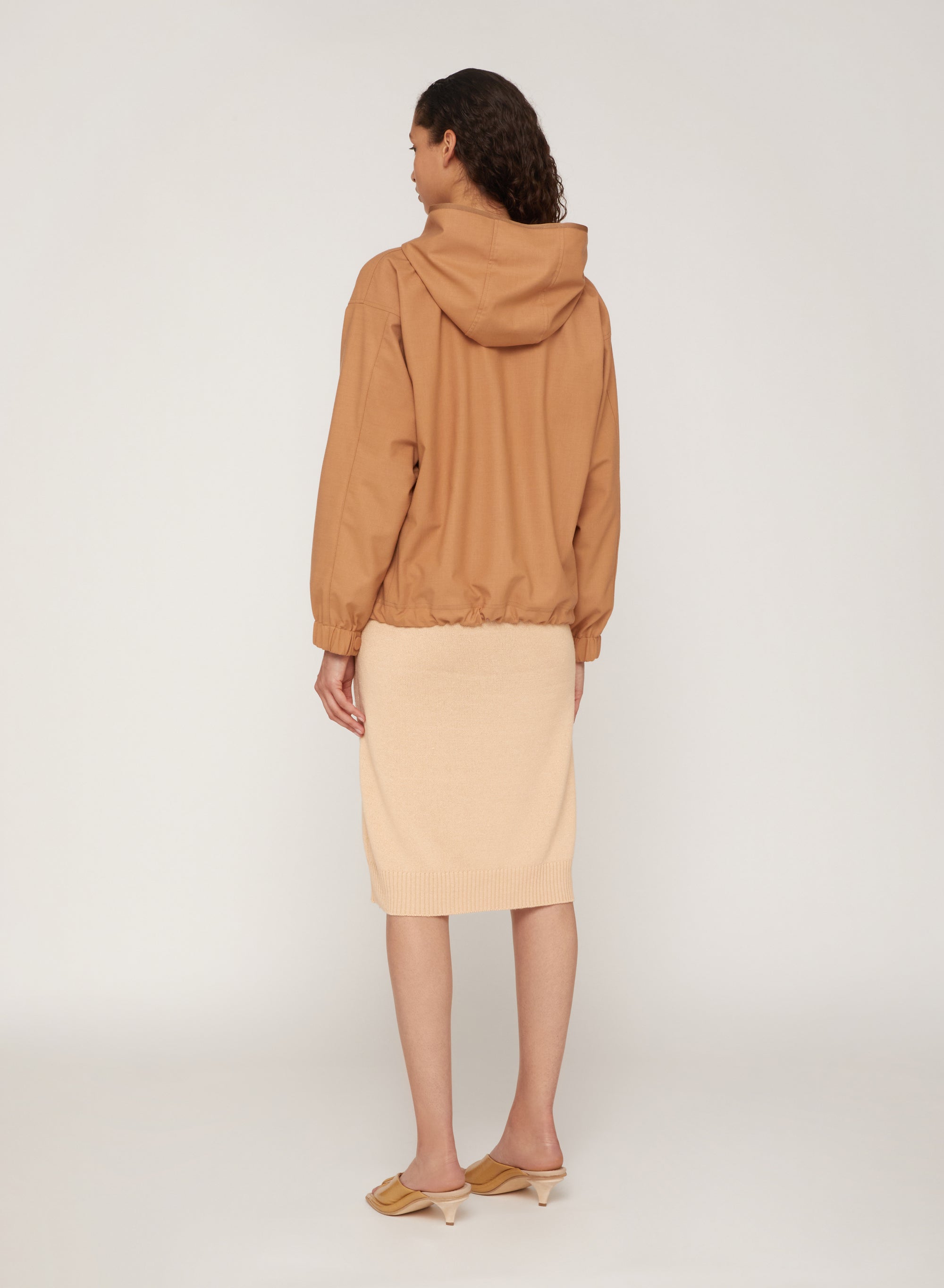 Lion_1QTY // Parka courte à capuche en laine - Lion