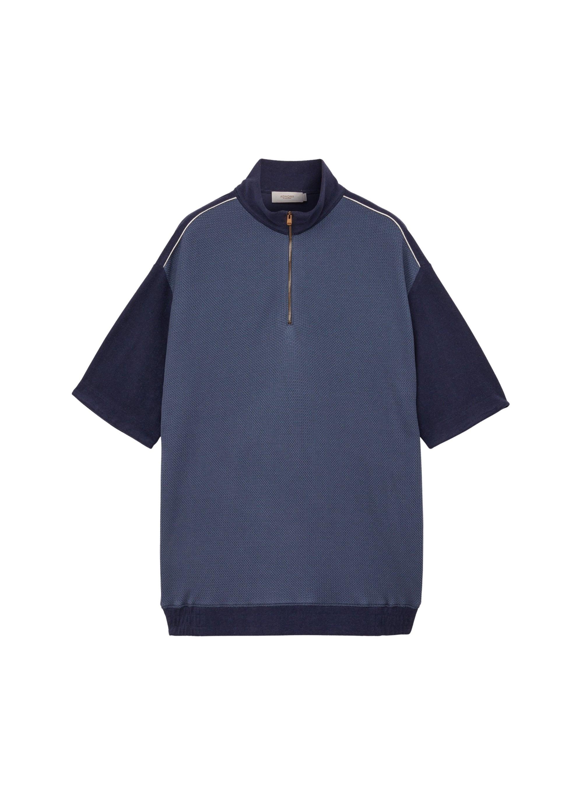 Work Blue_1QTY // Polo contrasté à col zippé - Work Blue