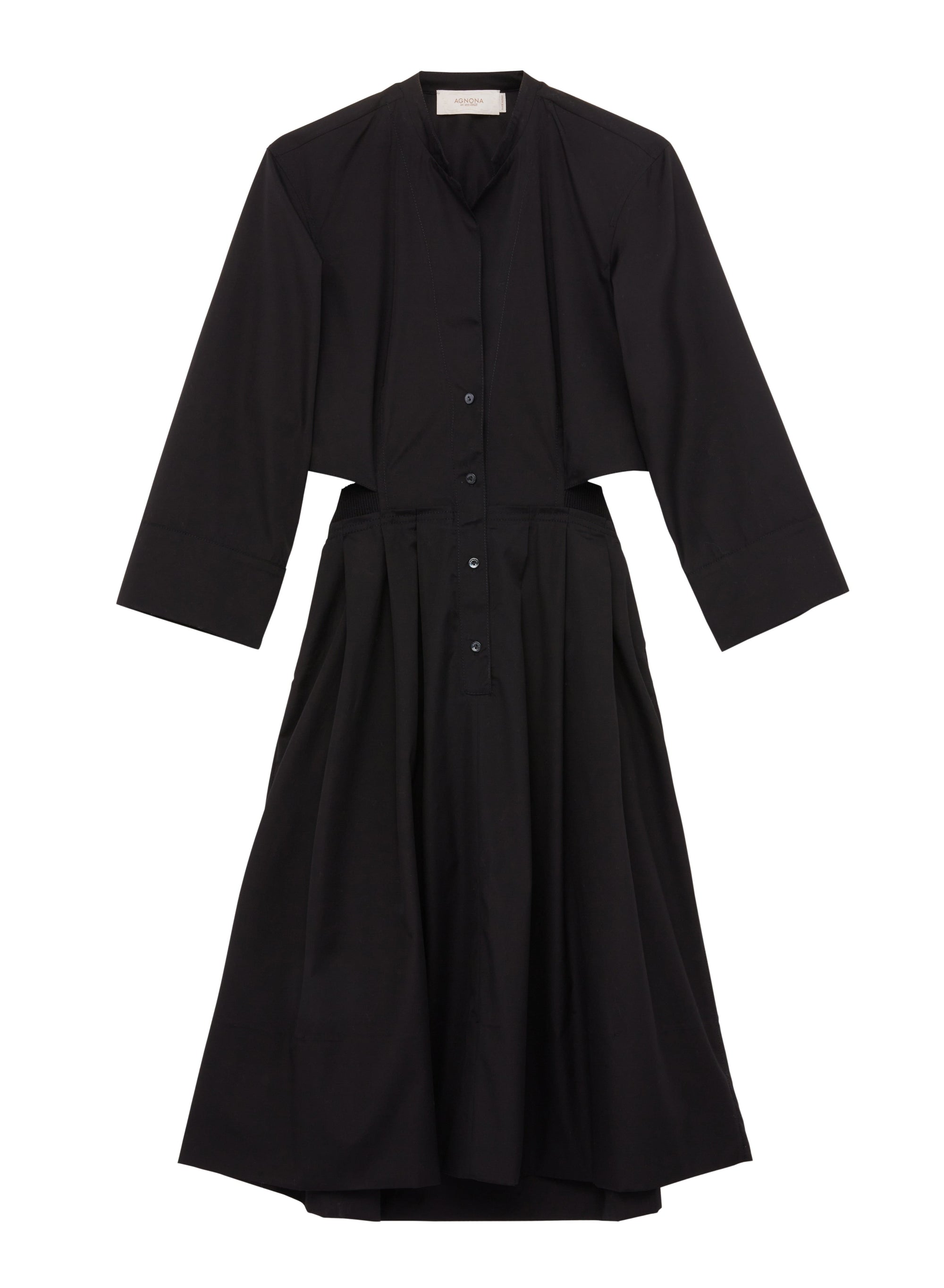 Nero_1QTY // Robe chemise évasée à découpes - Nero