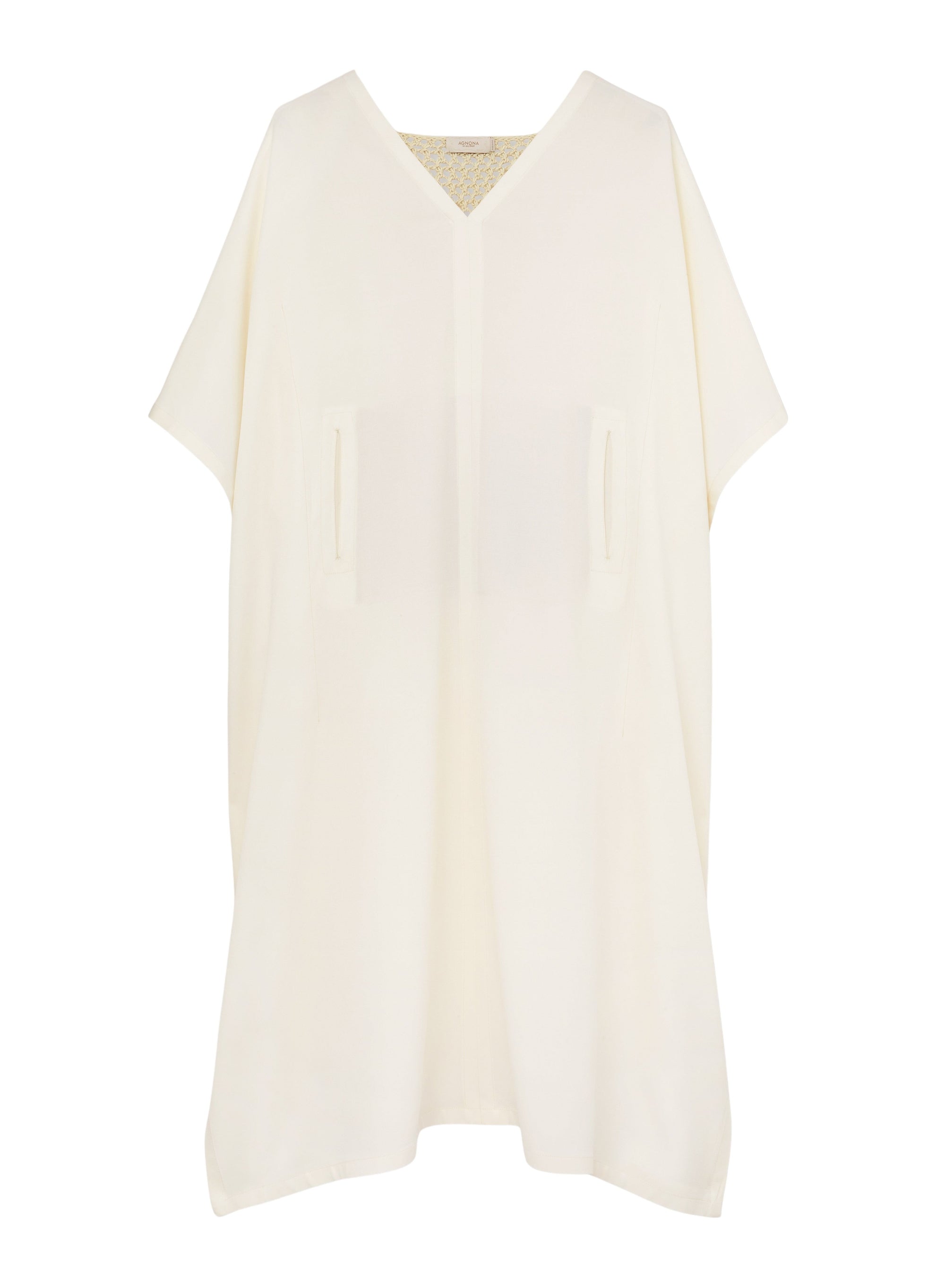 Bianco_1QTY // Robe caftan à empiècement en laine - Bianco