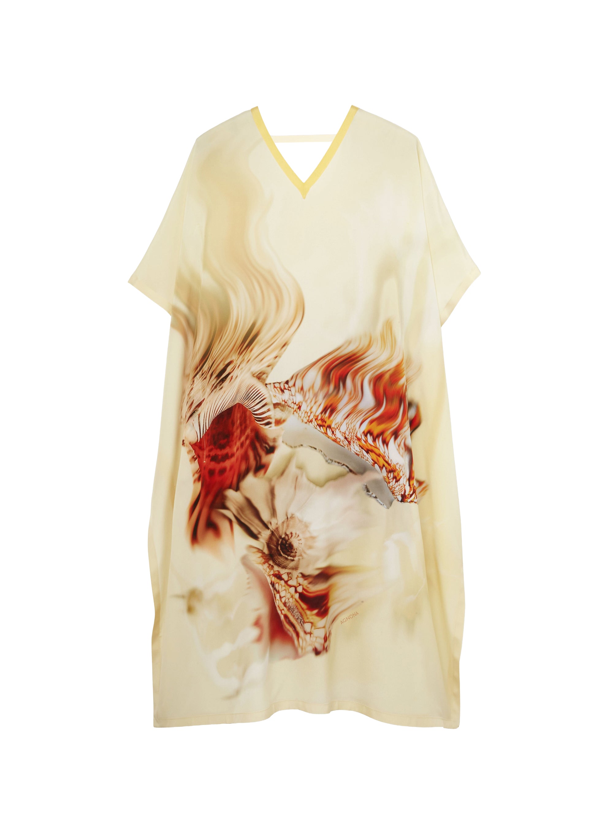 Caftan à imprimé graphique en soie - Mayo