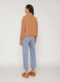 Lion_1QTY // Blouse à empiècements froissés en soie - Lion