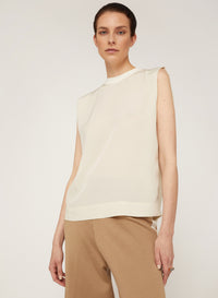 Ice_1QTY // Blouse fluide sans manches en soie - Ice