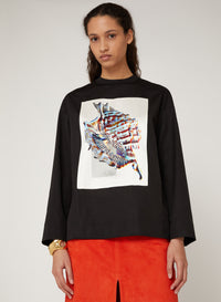 Nero_1QTY // T-shirt manches longues à imprimé graphique - Nero