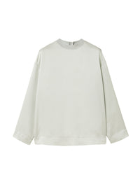 Mint_1QTY // Blouse col rond côtelée en soie - Mint