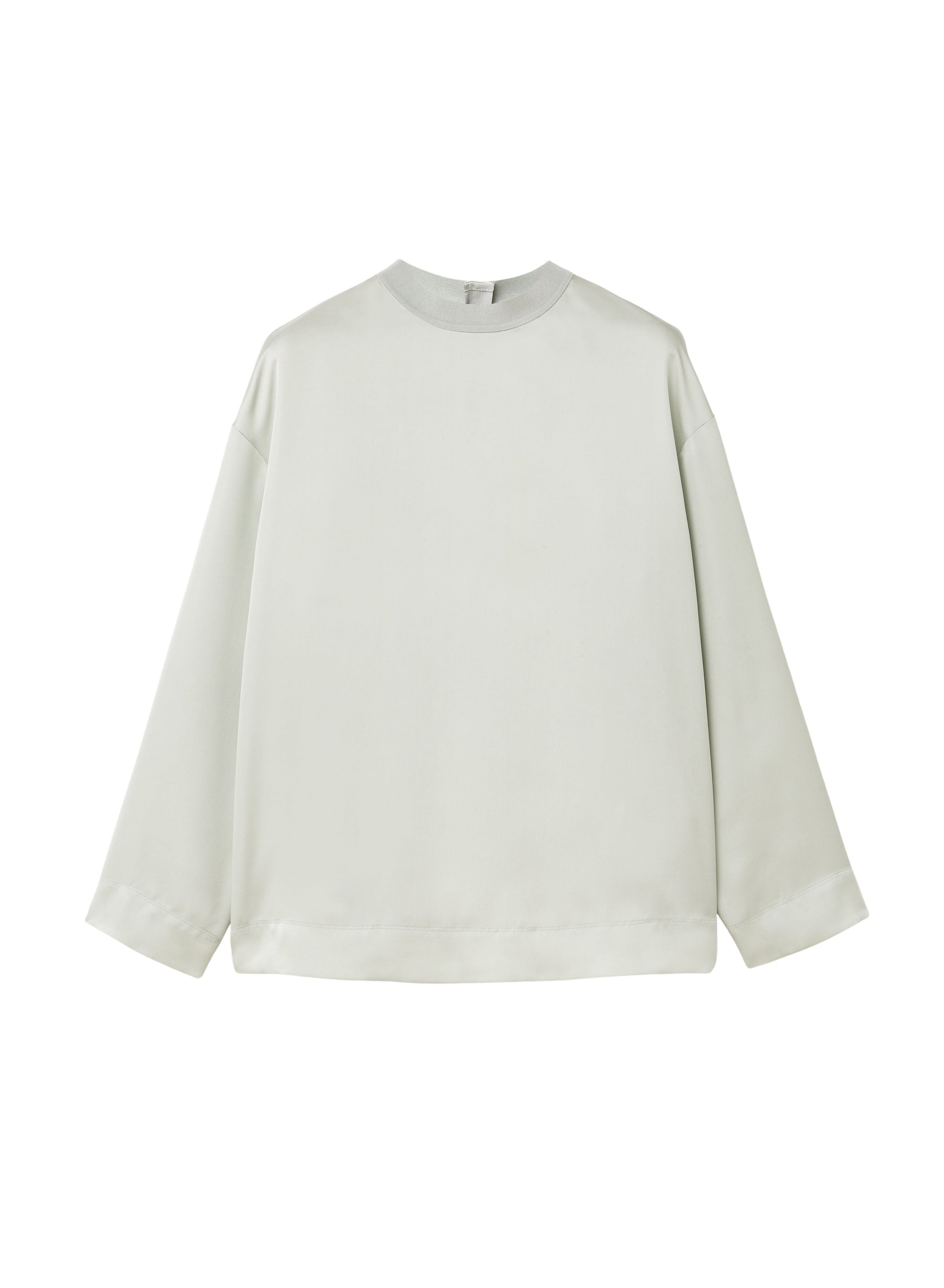 Mint_1QTY // Blouse col rond côtelée en soie - Mint