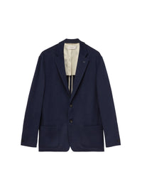 Work Blue_1QTY // Blazer à motif zigzag brodé en soie - Work Blue