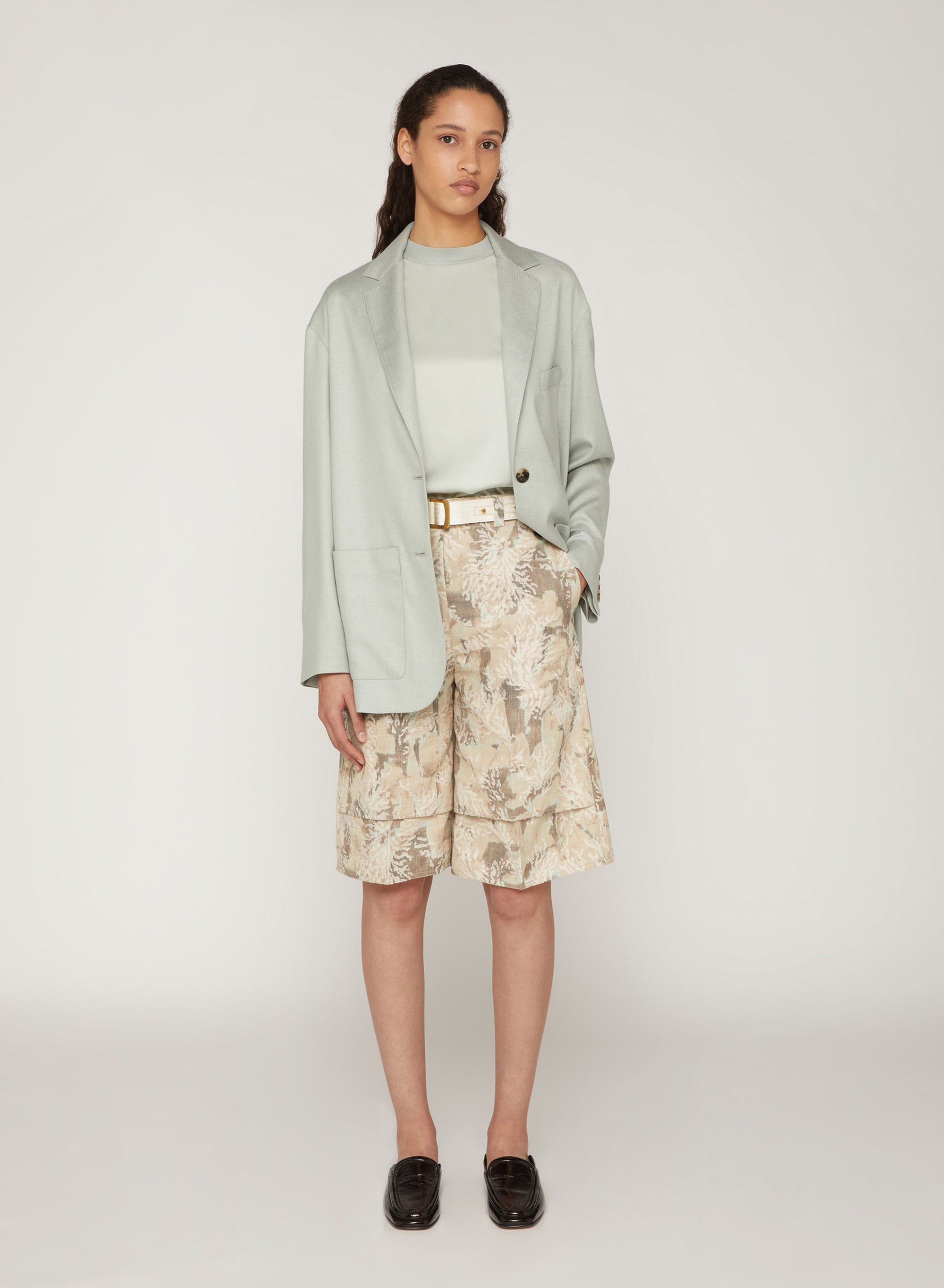 Mint_1QTY // Blazer oversize à poches en soie mélangée - Mint