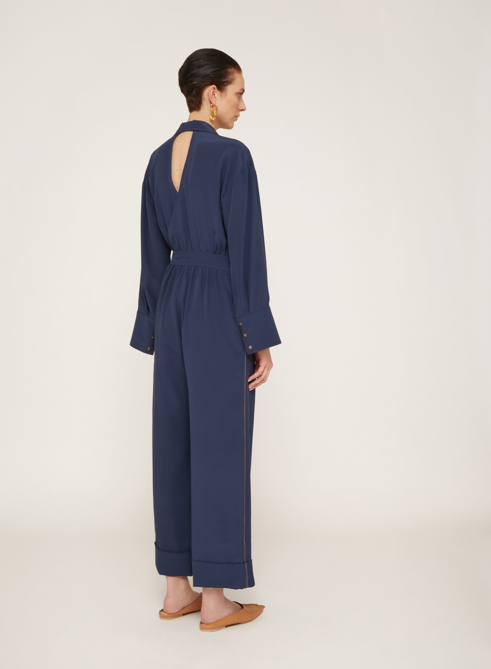 Work Blue_1QTY // Combinaison contrastante en soie - Work Blue