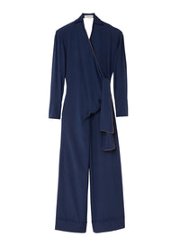 Work Blue_1QTY // Combinaison contrastante en soie - Work Blue