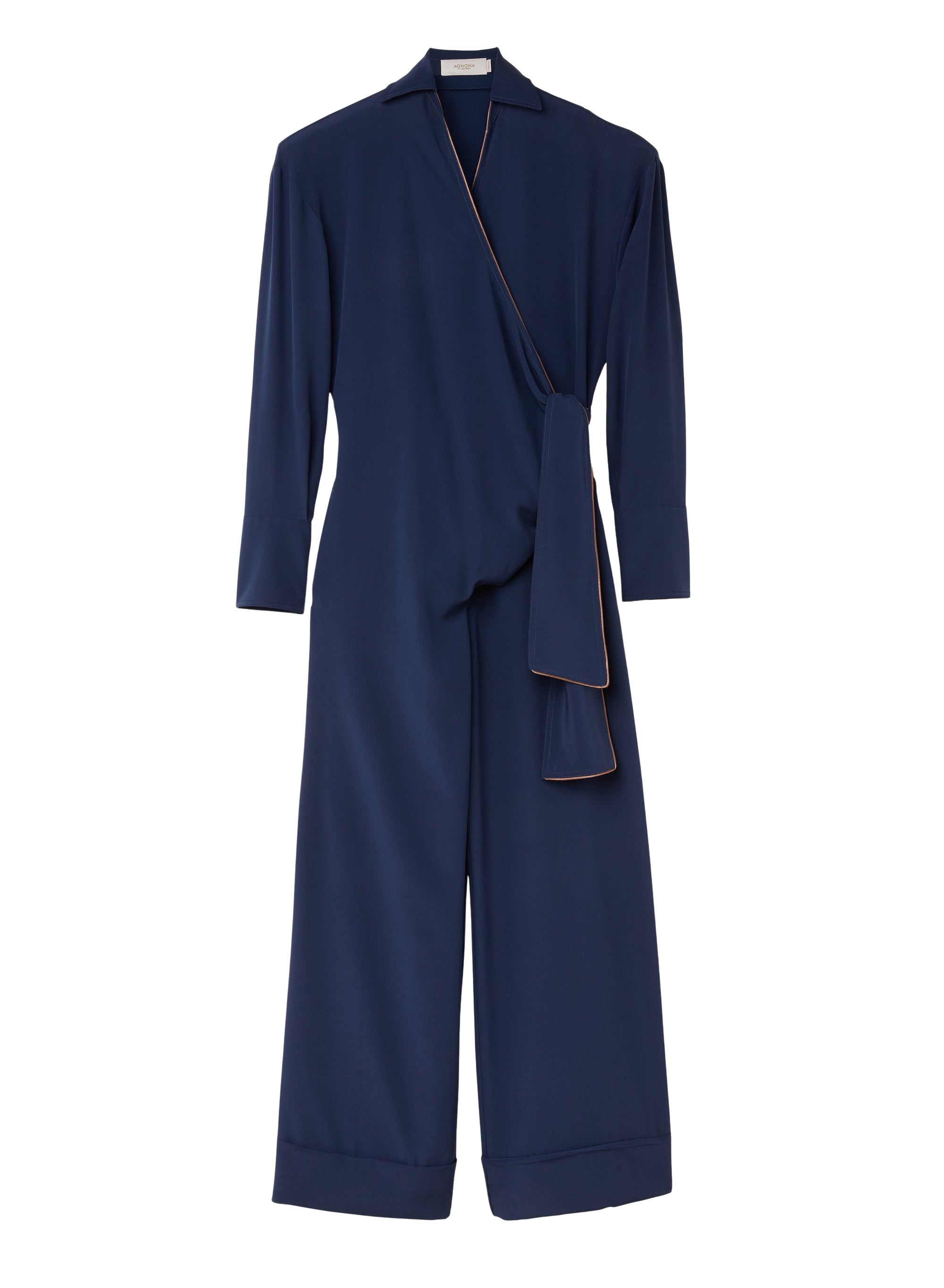 Contrast silk jumpsuit - Work Blue