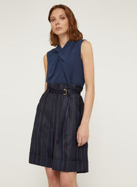 Wool striped drape jumpsuit - Work Blue